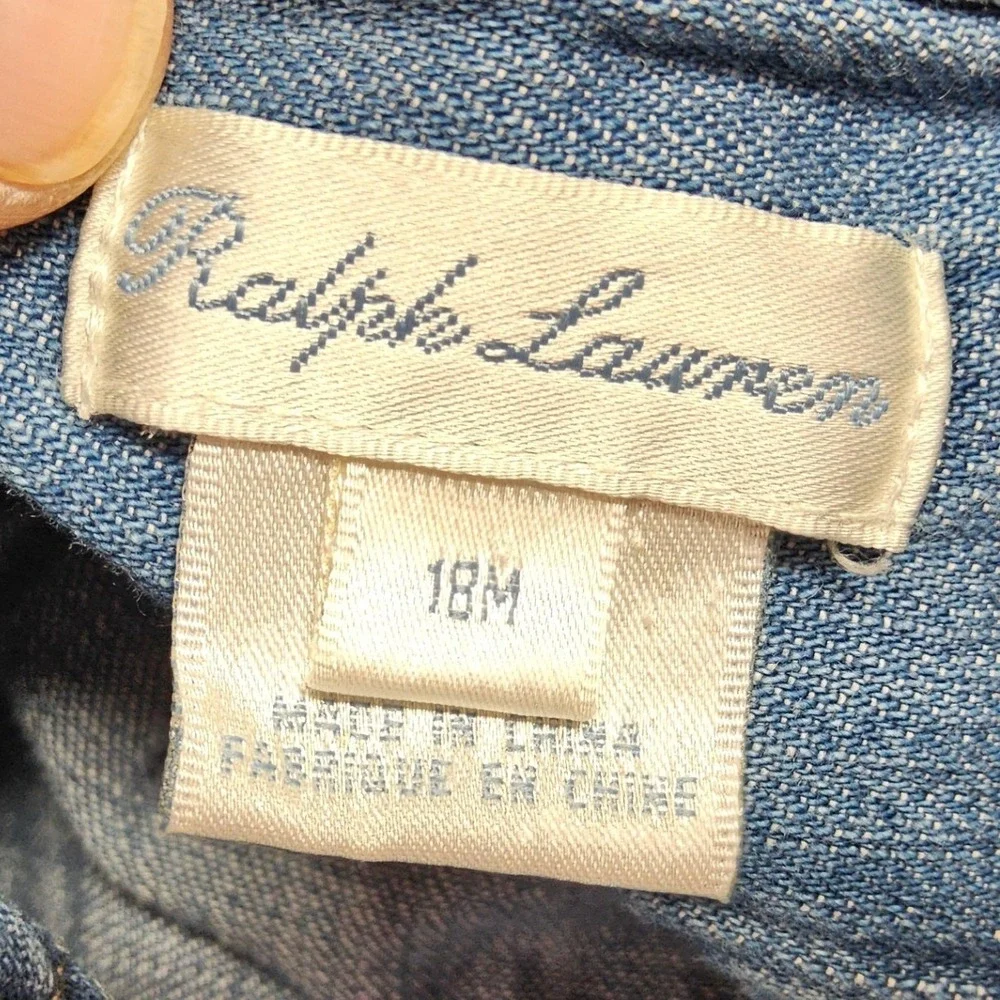 Ralph Lauren Denim Jumpsuit Kids‎ 5 Blue Long Sleeve Pintuck Utility Romper